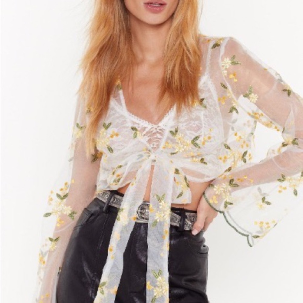nasty gal mesh front tie top